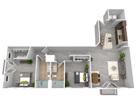 Floor plan for 2 beds, 2 baths, 1160 sqft